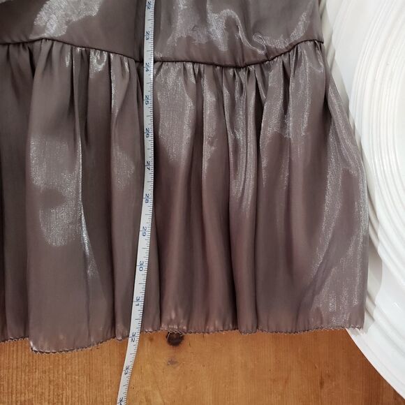 Aryn K Small Silver Strapless Faux Wrap Empire Waist Tie Front Mini Dress - Picture 13 of 13